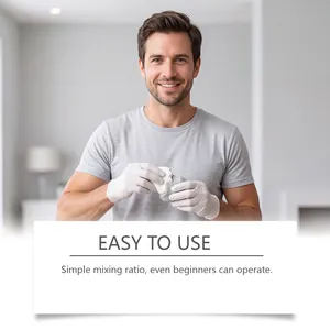 Pâte de réparation AB multi-usage pour métal et bois montrant un mélange manuel facile