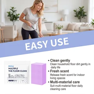 Multi-effect floor cleaning sheets showing lifestyle usage scene and main product features