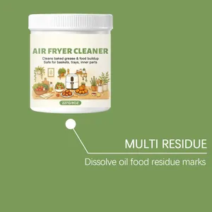 Close-up detail showing air fryer cleaner jar dissolving multi residue and oil food marks