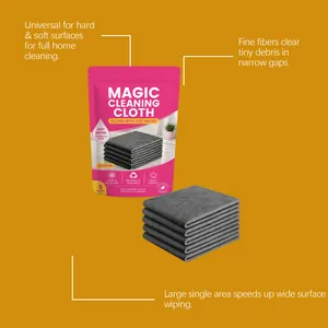 Detail of 5-piece magic cleaning cloths for home and surface wiping