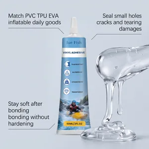 Close-up of Jue Fish transparent vinyl adhesive for repairing PVC inflatables