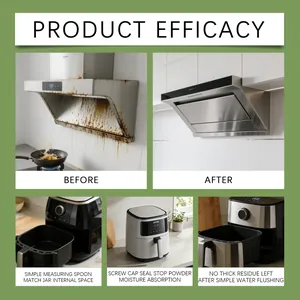 Detailed results of air fryer cleaning powder removing heavy oil and grease stains