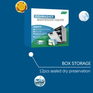 Professional 12pcs dishwasher maintenance tablets in box for sealed and dry storage