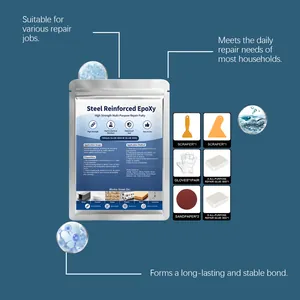 Comprehensive multi-purpose epoxy repair kit with scraper, gloves, and sandpaper accessories.