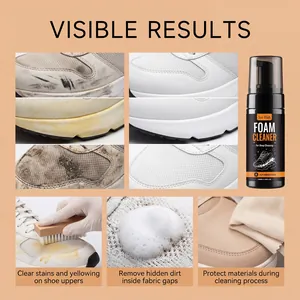 Shoe foam cleaner kit showing visible cleaning results on white sneakers