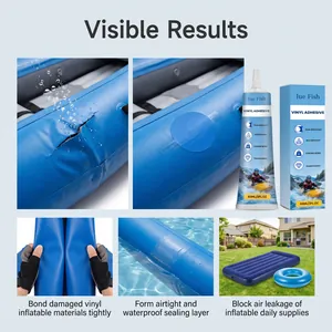 Detailed view of vinyl adhesive repair process for inflatables and air mattresses