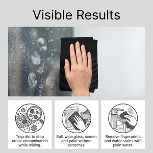 Multifunctionele microvezel schoonmaakdoek voor glas, schermen en badkamerkranen.