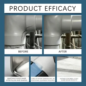 Detailed view of multi-purpose AB glue repair effects on various metal and PVC surfaces