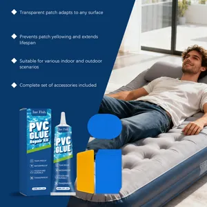 Σετ επισκευής κόλλας PVC για φουσκωτά στρώματα και εξοπλισμό κάμπινγκ με επιθέματα.