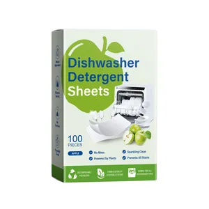 Eco-friendly apple scented dishwasher detergent sheets 100 count box for deep cleaning