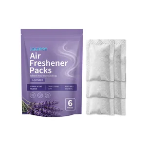Lavender scented air freshener sachets for wardrobes and cars, 6 pack with purple pouch