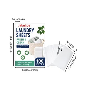 Dimensional diagram of JAKEHOE laundry detergent sheets with 100 pieces packaging details