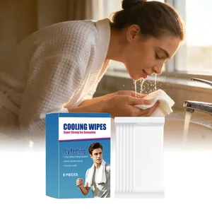 Detail der Cooling Wipes Box und Einzelpackungen für die Hautpflege im Freien