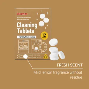 Vue détaillée des pastilles nettoyantes au citron pour lave-linge et lave-vaisselle.