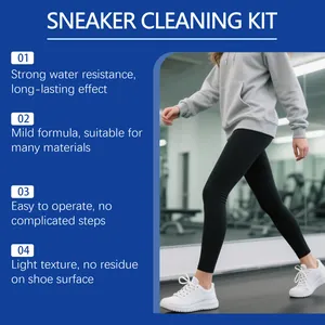 Caractéristiques détaillées du kit de nettoyage de baskets avec personne en chaussures