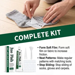 Jue Fish complete soft anti-slip adhesive kit with applicator and stencil for socks