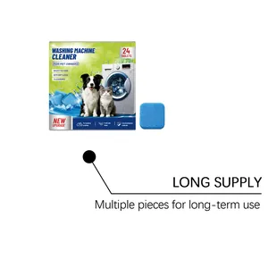 Washing machine cleaner tablets 24 pack for deep descaling and odor removal for pet owners
