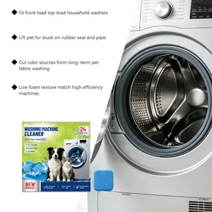 Washing machine cleaner tablets 24pcs for pet owners with front load machine detail