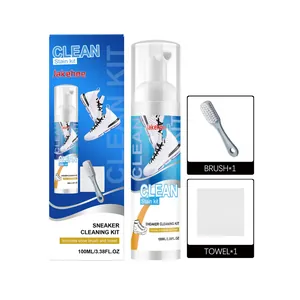 Kit de nettoyage JAKEHOE pour baskets avec mousse 100ml, brosse et chiffon