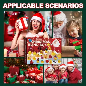 Détail du calendrier de l'Avent de Noël avec 24 canards en caoutchouc pour les fêtes.