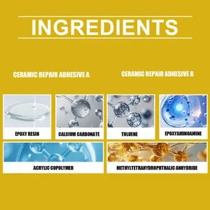 Detailed chemical ingredients of Jakehoe ceramic repair adhesive showing epoxy resin components