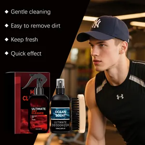 Complete hat cleaning kit featuring spray cleaner, deodorizer and a professional brush