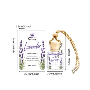 Rayhong Lavendel Auto-Duftdiffusorflasche und Verpackung mit Größenangaben in cm