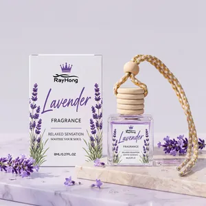 Lavendelduft Auto Aromatherapie Hängende Diffusor Glasflasche Mit Holzdeckel Für Auto Innenraum Lufterfrischer Duft