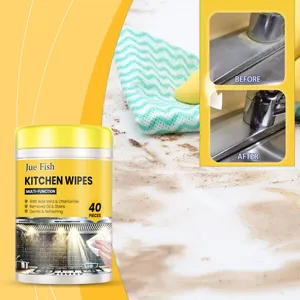 Λεπτομερής προβολή μαντηλιών κουζίνας με αποτελέσματα πριν και μετά τον καθαρισμό λιπών