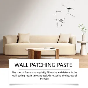 Scenario showing wall patching paste repairing cracks in a modern living room wall