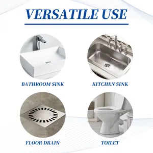 Versatile drain clog remover powder suitable for bathroom sinks, kitchen sinks and toilets