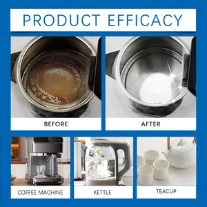 Comparaison avant et après des tablettes de détartrage pour cafetière et bouilloire