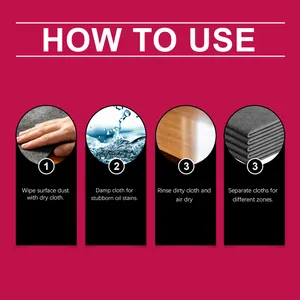 Four-step instructional guide for multi-purpose microfiber cleaning cloths