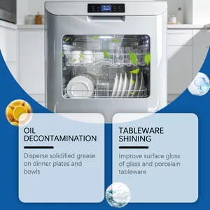 Detail of dishwasher cleaning beads showing oil decontamination and tableware shining effect