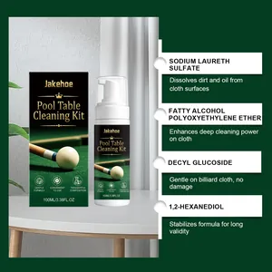 Detailed view of pool table cleaning kit ingredients such as Sodium Laureth Sulfate for deep cleaning