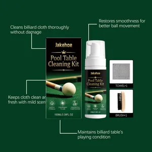 Complete JAKEHOE Pool Table Cleaning Kit including foam cleaner, brush, and towel set