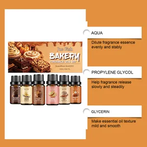 Close-up detail showing the natural ingredients of the bakery fragrance oil set