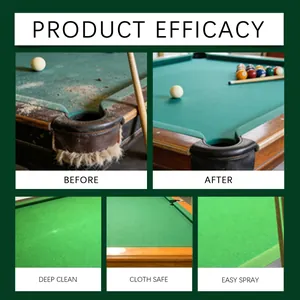 Professional billiard table cloth cleaner showing deep clean before and after results
