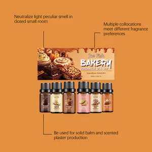 Close-up detail of Jue Fish bakery fragrance oils set with six distinct sweet scents