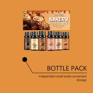 Set of six 10ml bakery fragrance oils in amber glass bottles with storage box