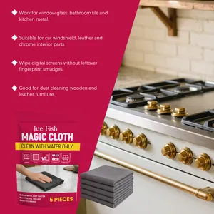Multi-purpose Jue Fish Magic Cloth for streak-free cleaning of windows, kitchen, and screens