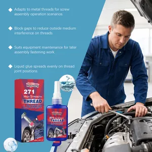 RayHong 271 high strength thread locker shown in an automotive engine repair scenario.