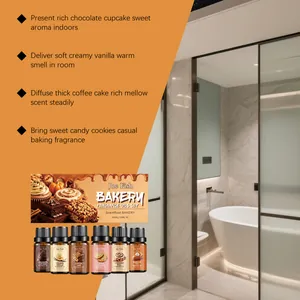 Jue Fish Bakery Fragrance Oil Set featuring 6 sweet scents in a modern bathroom scene