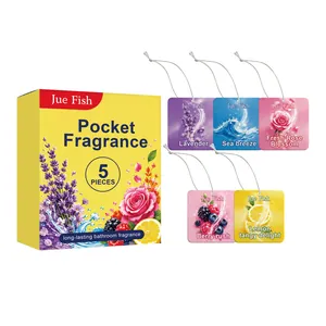 Jue Fish long-lasting pocket fragrance air freshener cards for home and closet 5 pack set