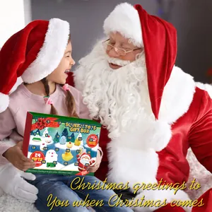Child and Santa Claus showing the 24-day Christmas countdown advent calendar gift box