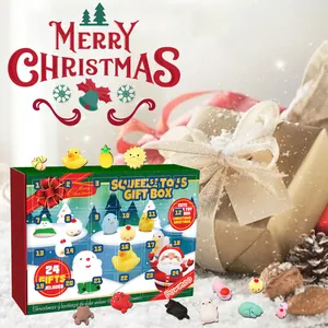 24-day Christmas advent calendar gift box with cute cartoon squishy squeeze toys
