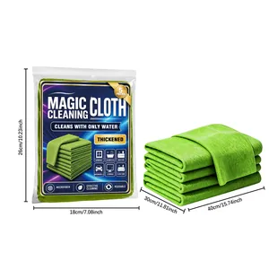 Σετ με πέντε πράσινα μαγικά πανιά καθαρισμού μικροϊνών με διαστάσεις προϊόντος