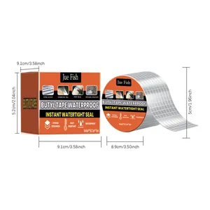 Afmetingen voor Jue Fish waterdichte butyltape en de oranje verpakkingsdoos