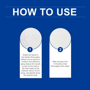 Instructional guide for Jakehoe wall stain removal spray showing two-step process