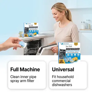 Detail van Jue Fish vaatwasser reinigingstablet voor filters en binnenste leidingen